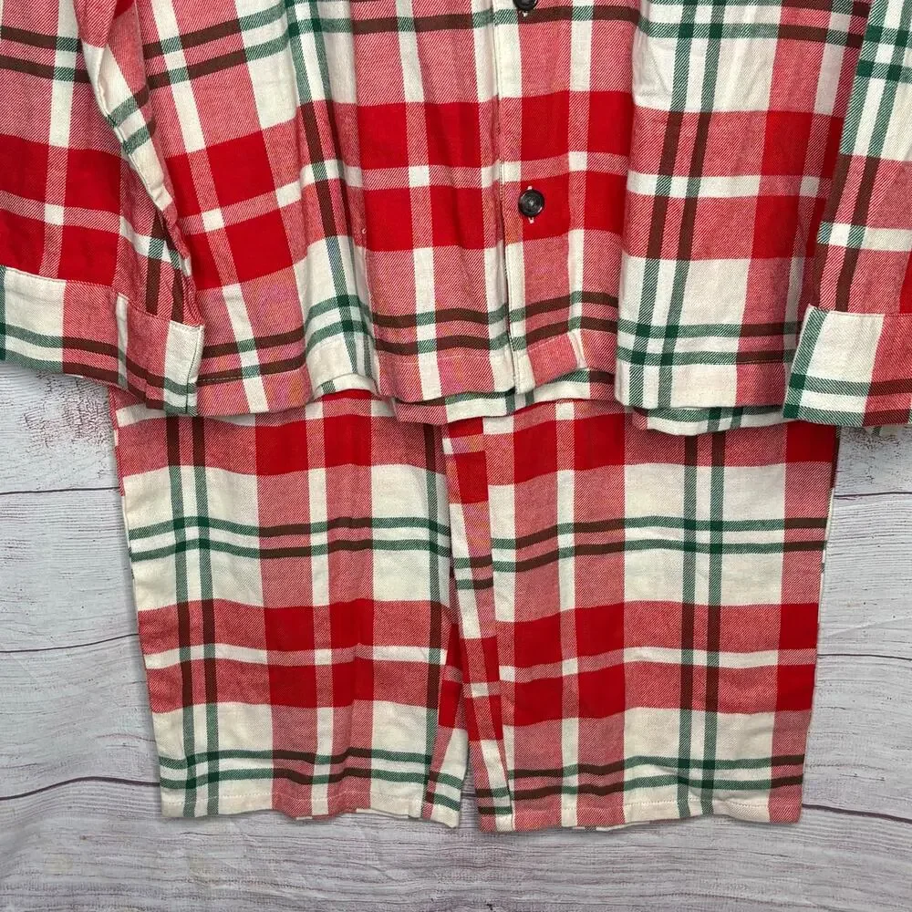 Old Navy Men's Holiday Christmas Plaid Flannel Pajama Two Piece Set Large New